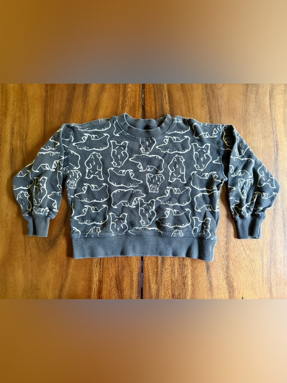 Hanna Andersson waffle knit bear shirt (size 4)